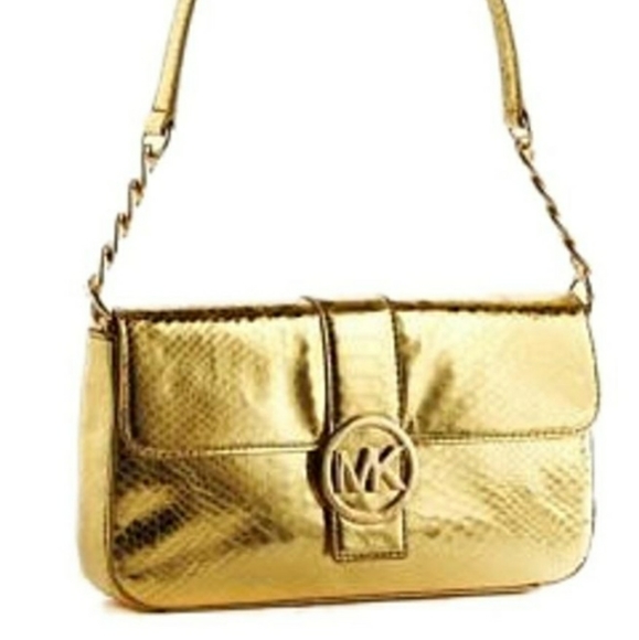 Michael Kors Handbags - Michael Kors Gold Leather Shoulder Bag